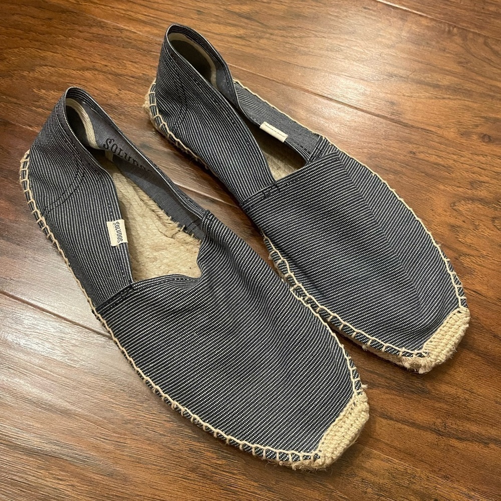 Soludos for J.Crew Blue Striped Espadrilles Size 11